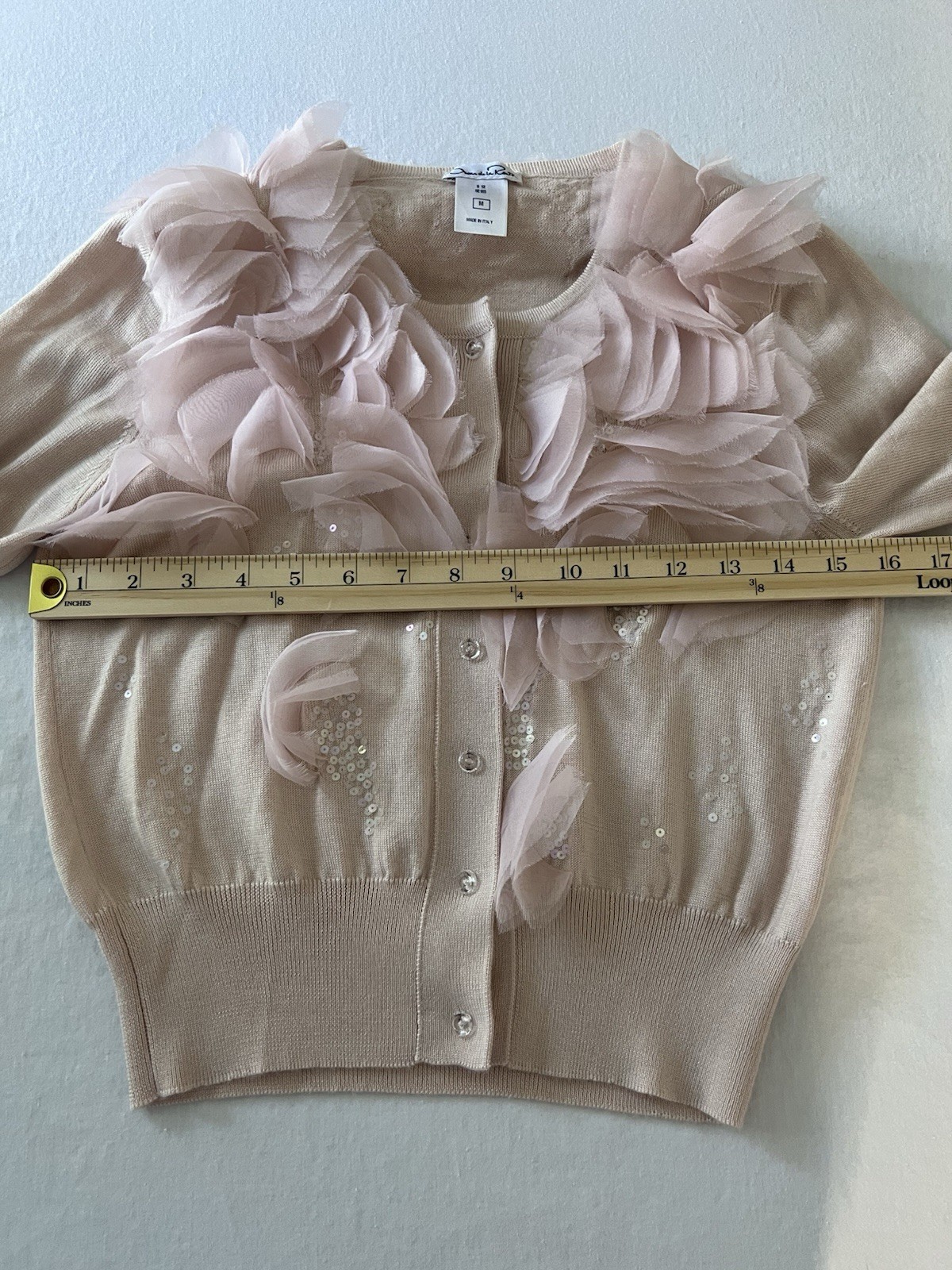 Oscar de la Renta Soft Pink Cardigan Size M Coquette Fairycore Romantic