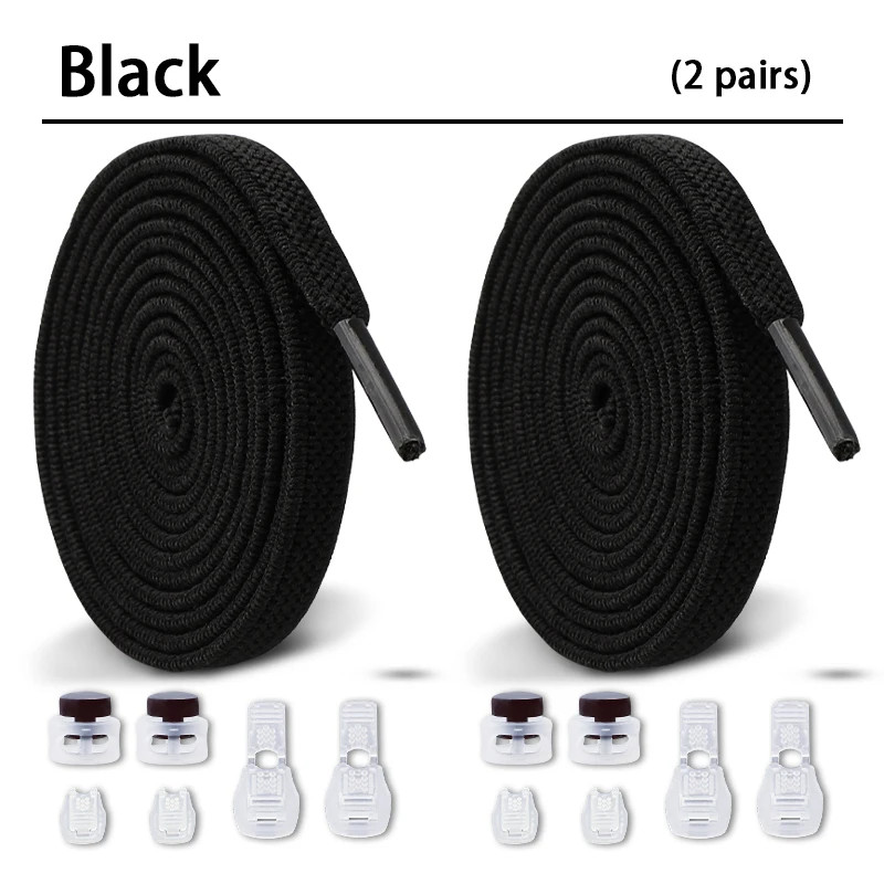 1Pair/2Pair NEW Elastic Shoe Laces Flat Shoelaces Without Ties Kids Round Snap L