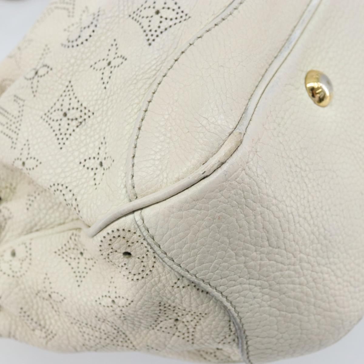 LOUIS VUITTON Mahina Solar PoweredGM Bag Leather White M93128 LV Auth bs34140