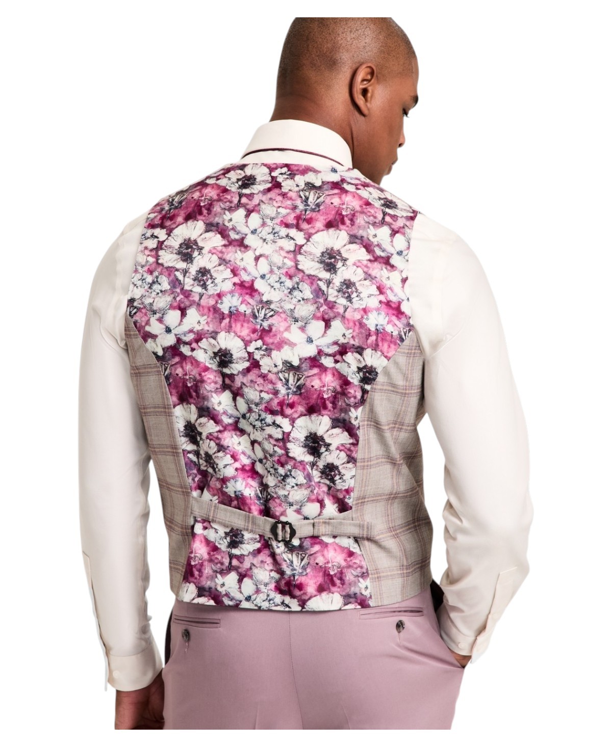 Tayion Mens Regular fit Double Breasted Button-Up Vest Large Beige Plaid