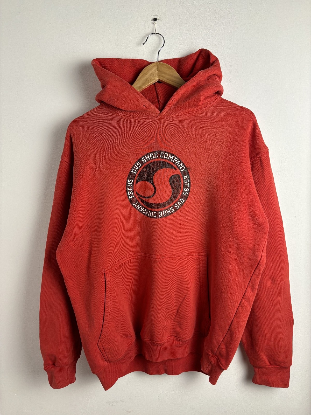 Vintage DVS Shoe Company Skate Big Logo Hoodie Red Heavyweight