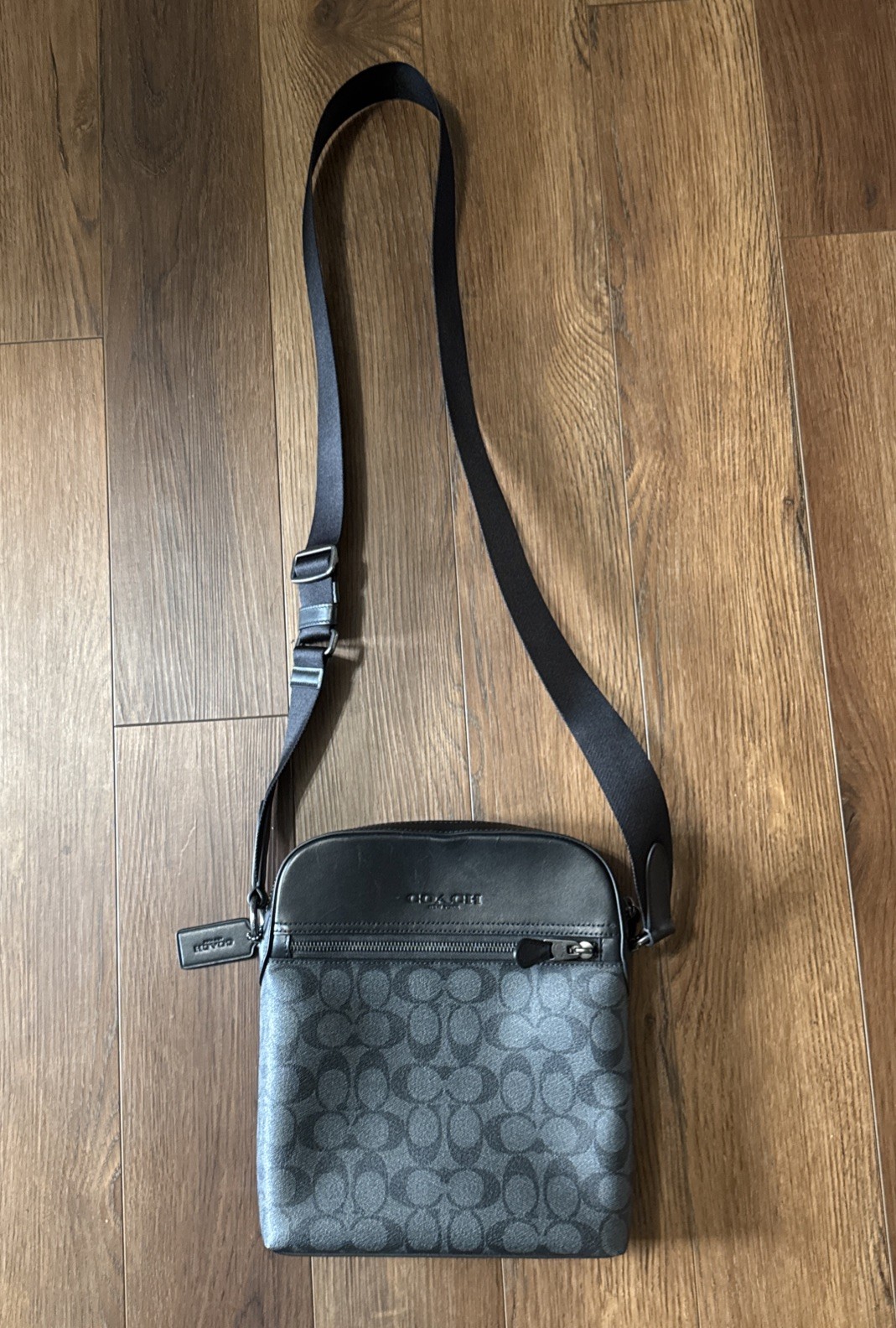 Coach Houston Flight Bag in Signature Canvas Gunmetal Charcoal Black 4010