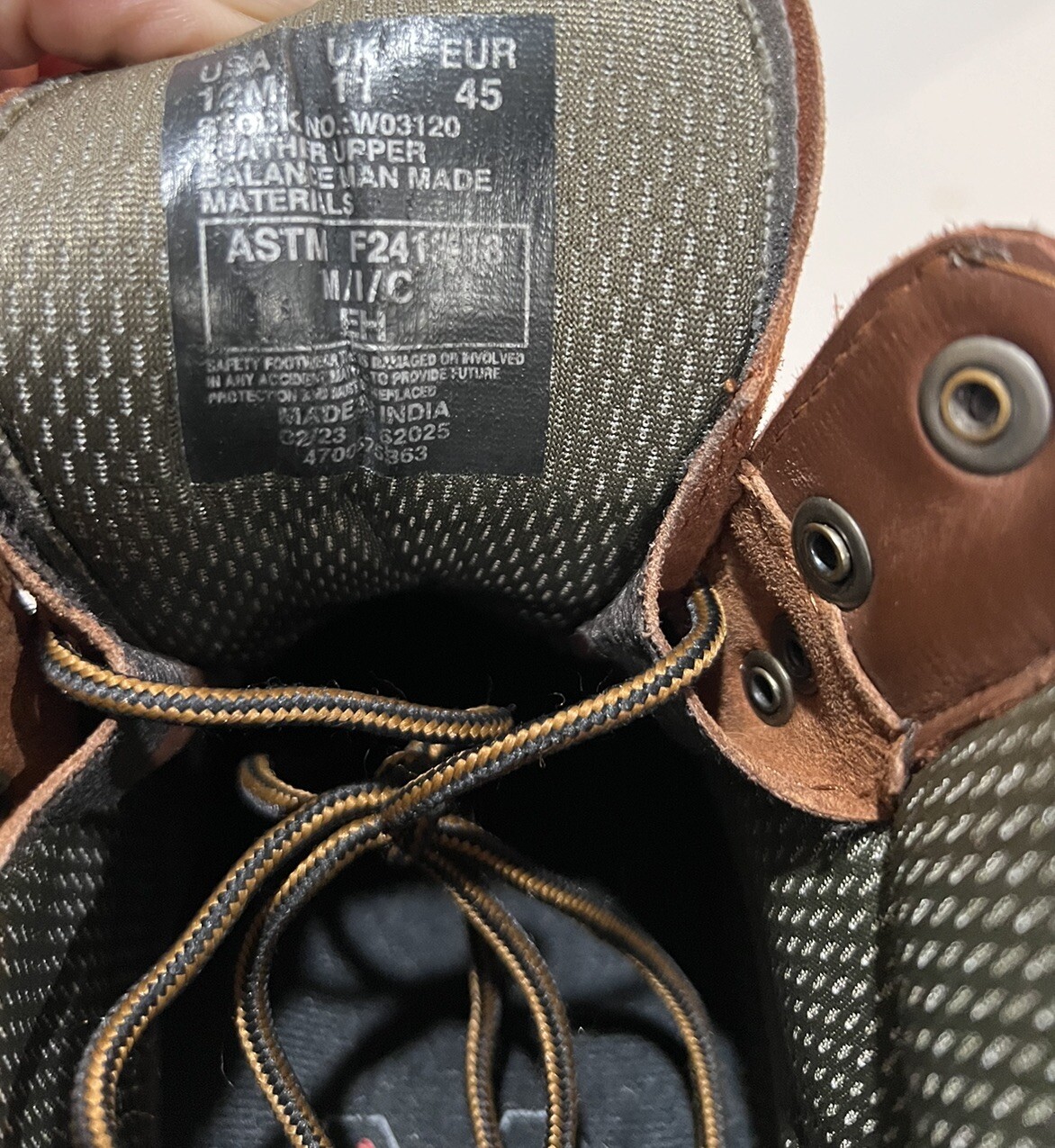 Wolverine Sz 12M 6″ Durashock Steel Toe Work Boot W03120 ANSI/ASTM I75 C75