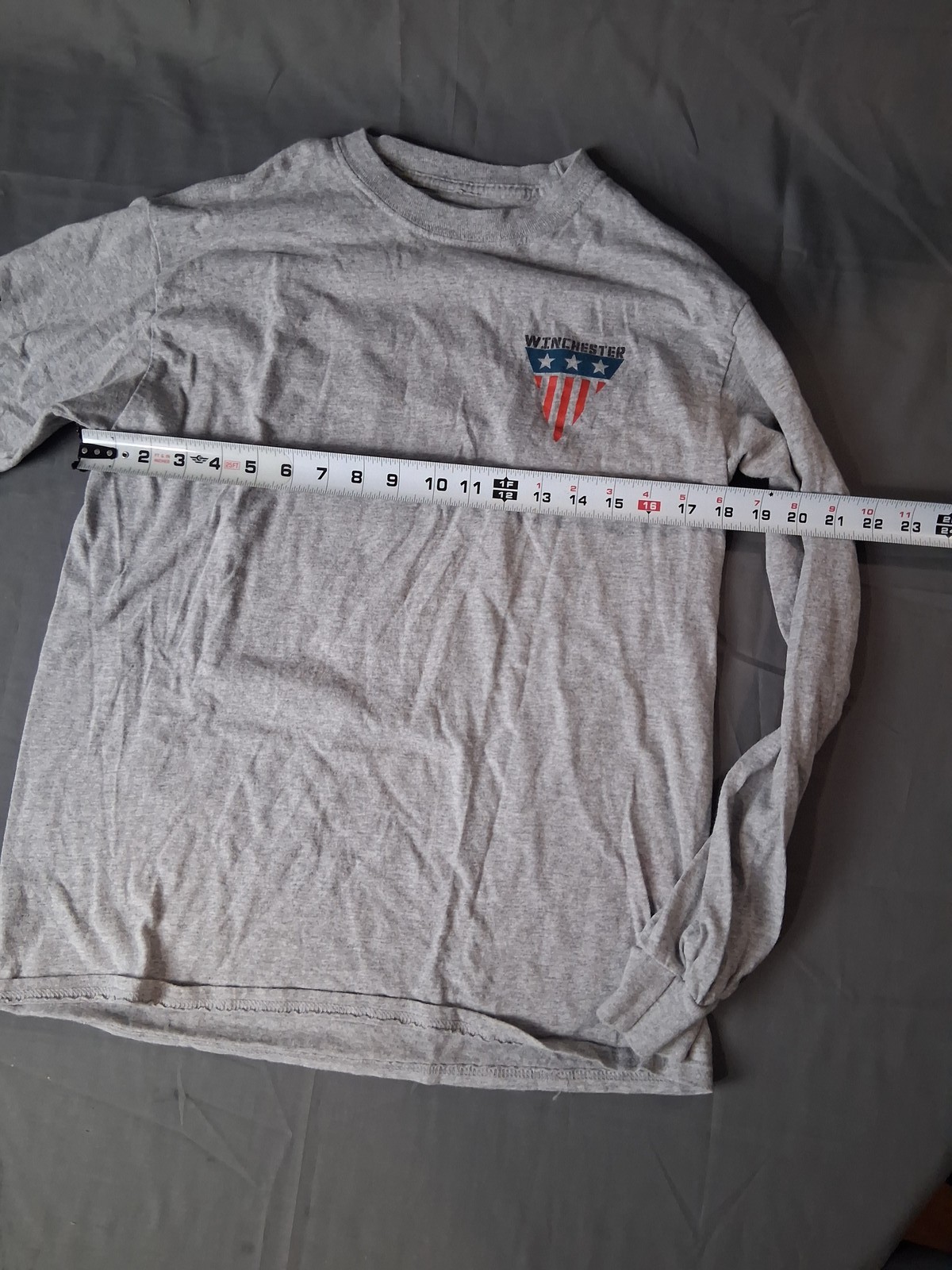 Winchester The American Legend Long Sleeve T-Shirt Men’s Size M Gray Patriotic