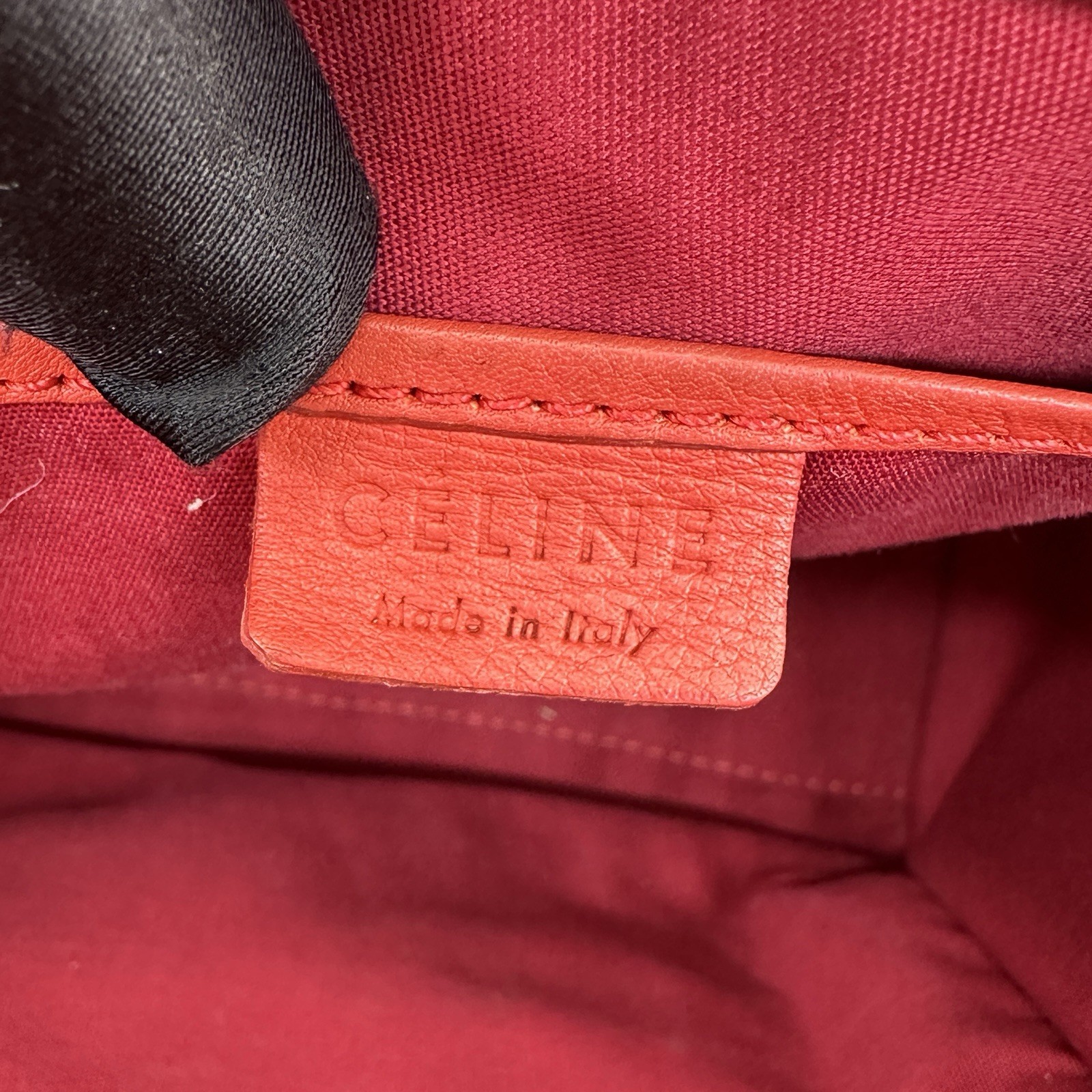 Celine Nano Luggage Top Handle & Crossbody Bag Red calfskin.
