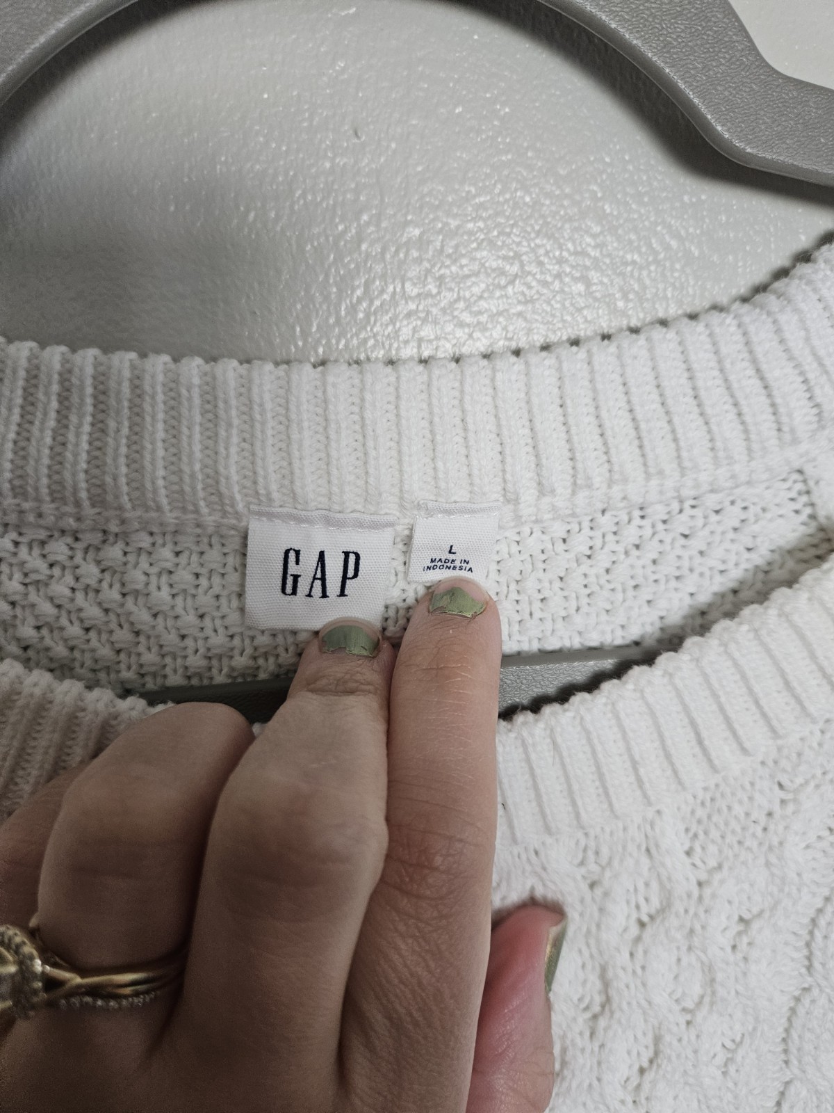 Gap Cable Knit Chunky Fisherman’s Sweater Pullover White Women’s Size Large L