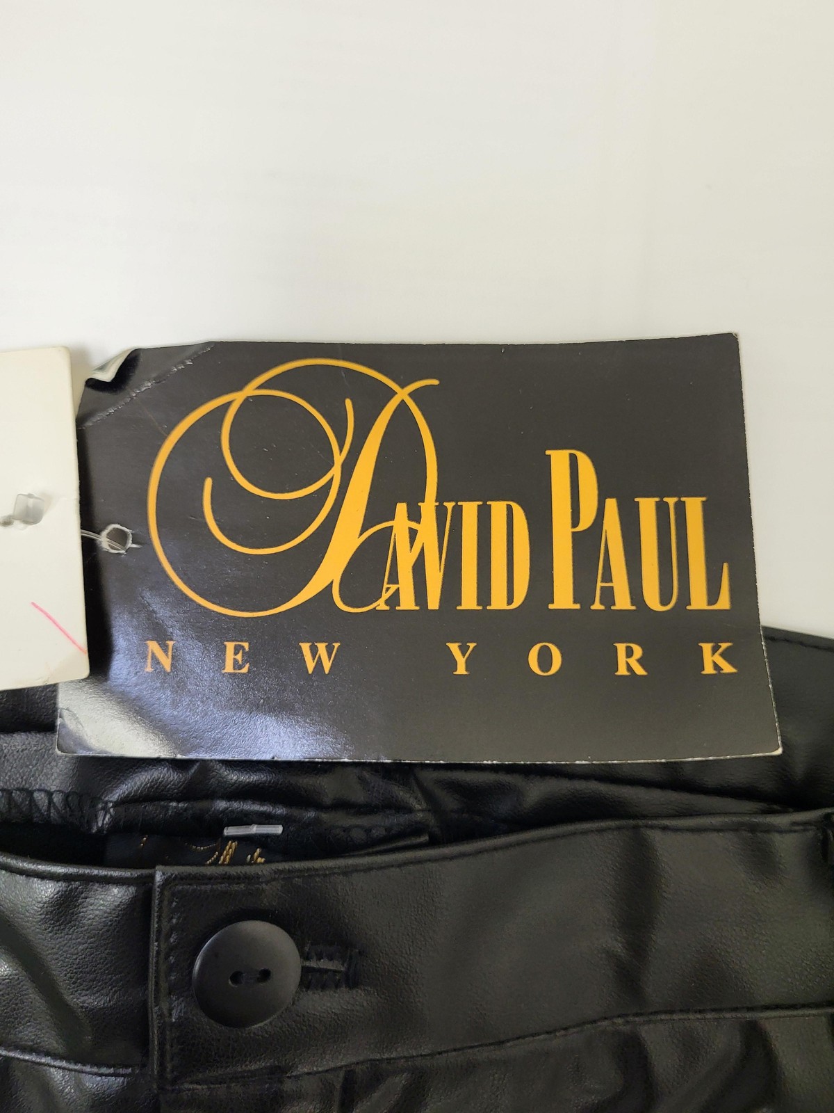 David Paul New York Pants Womens 24 Black PVC Faux Leather USA Made Elastic