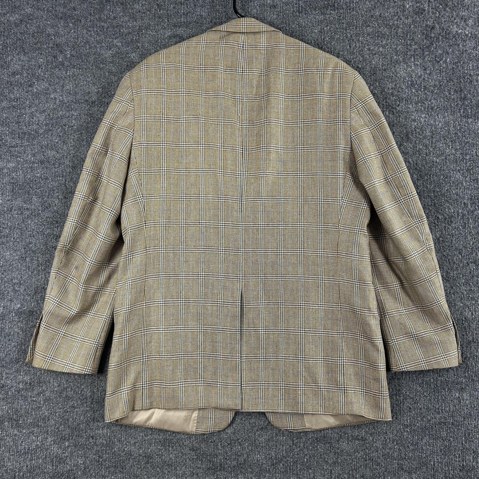 Haspel Blazer Men 40 Beige Silk Wool Plaid SportCoat Business Office Meetings