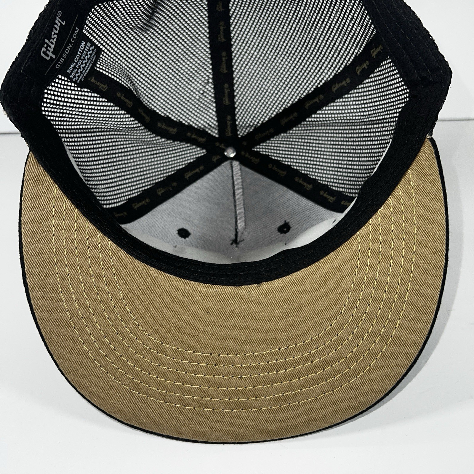 GIBSON Black Trucker Snapback Mesh Back 130 Year Anniversary Authentic Gibson