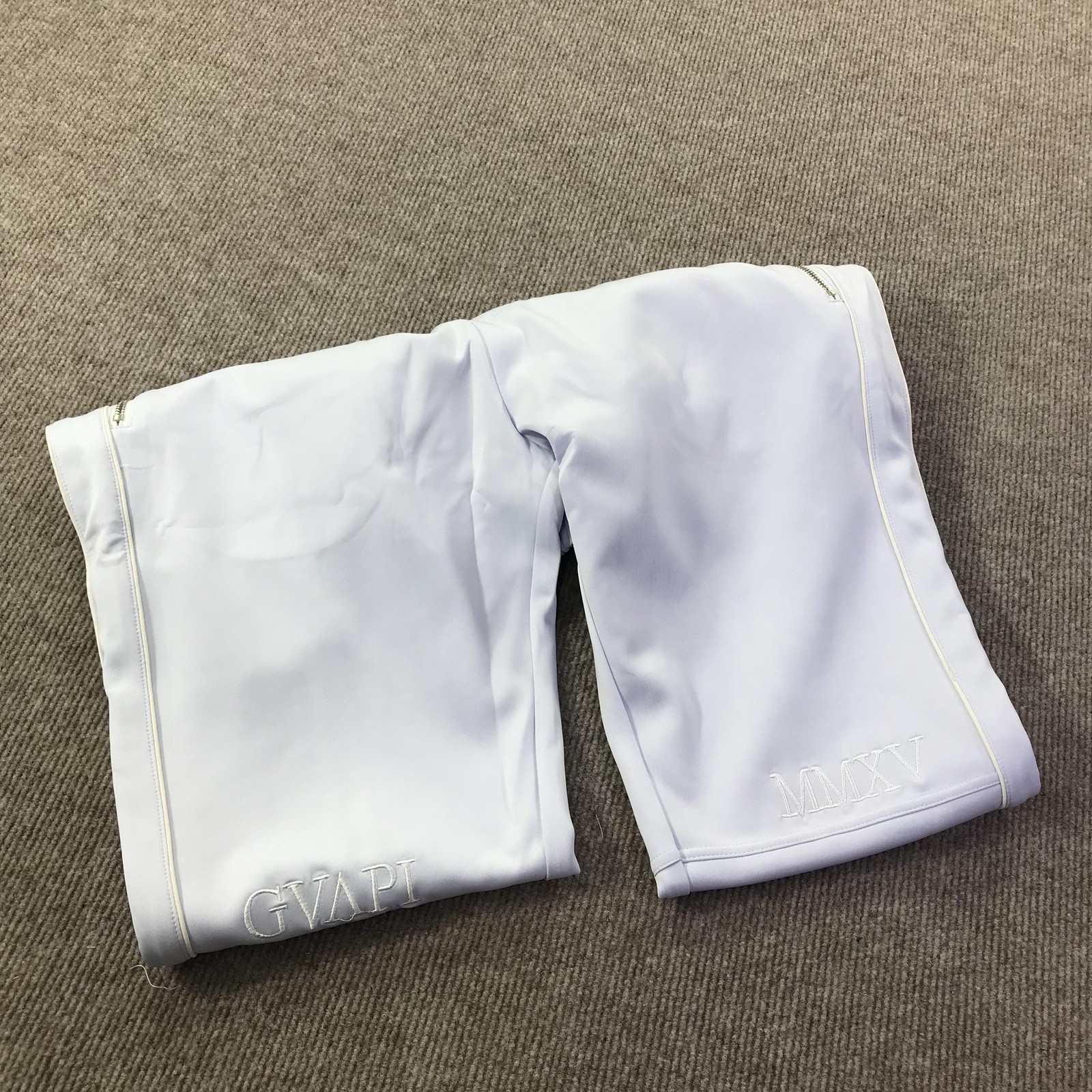 GVAPI Pants Mens 40 White Straight Leg Drawstring Zip Pockets Limited Edition