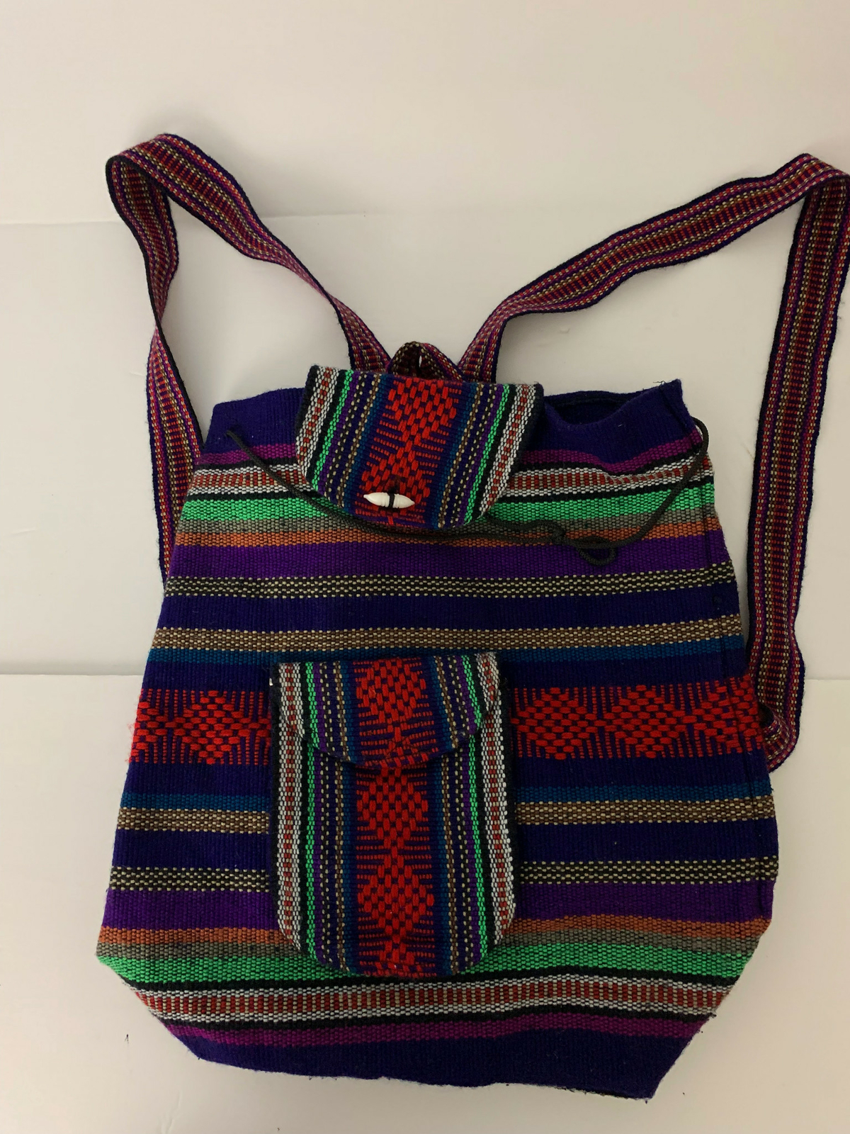 GUATEMALAN Woven Cotton Hupil Backpack NEW 15″ x 16″