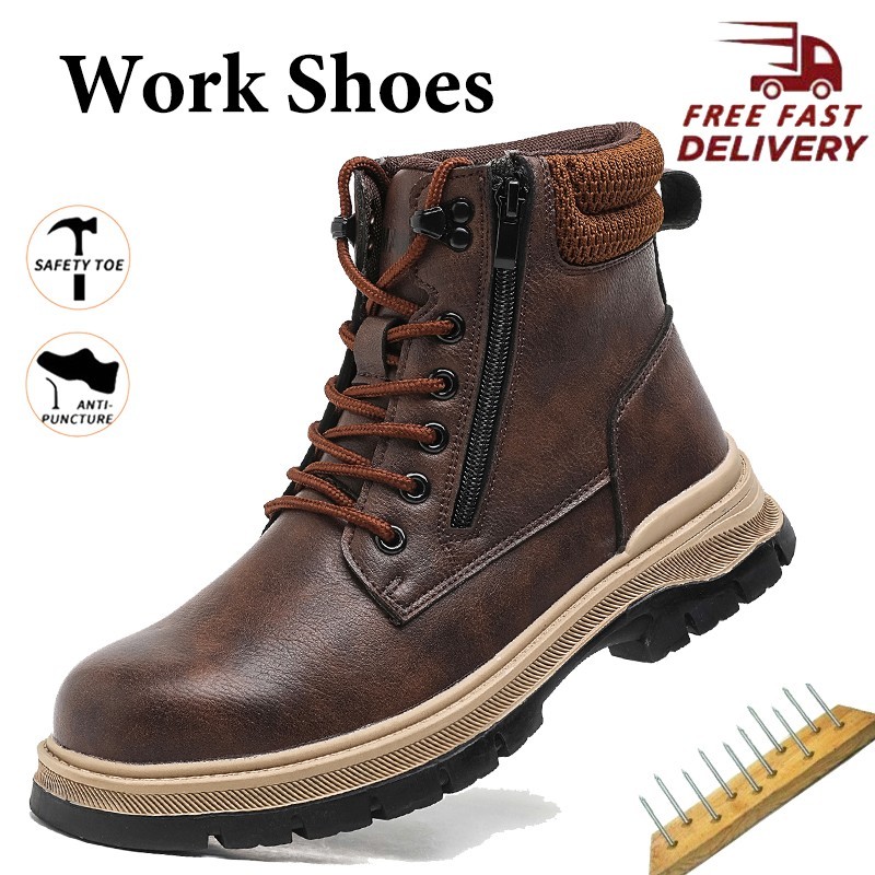 Work Boots Mens Waterproof Safety Shoes comfortable work shoes for men size 10
