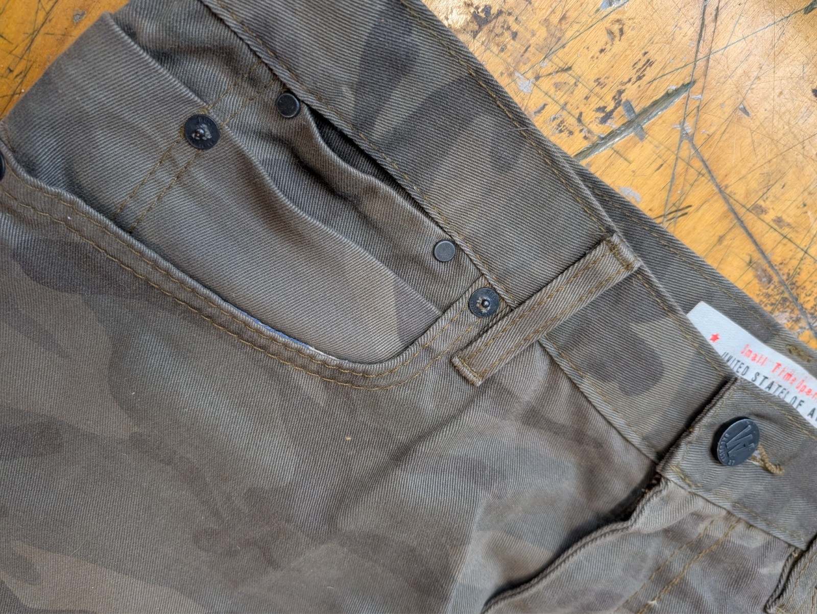 Williamsburg Garment Co Grand St 35 Camo Pants USA Made Slim Fit 34×32