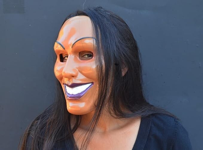Creepy Scary Halloween Original Anarchy Smiling Grin Face Purge Mask God (FEMALE