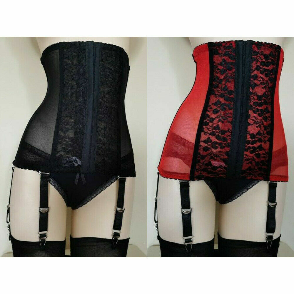 USA Unisex Boned Firm Shaping Waist Cincher Garter Belts With 6 Removable Straps