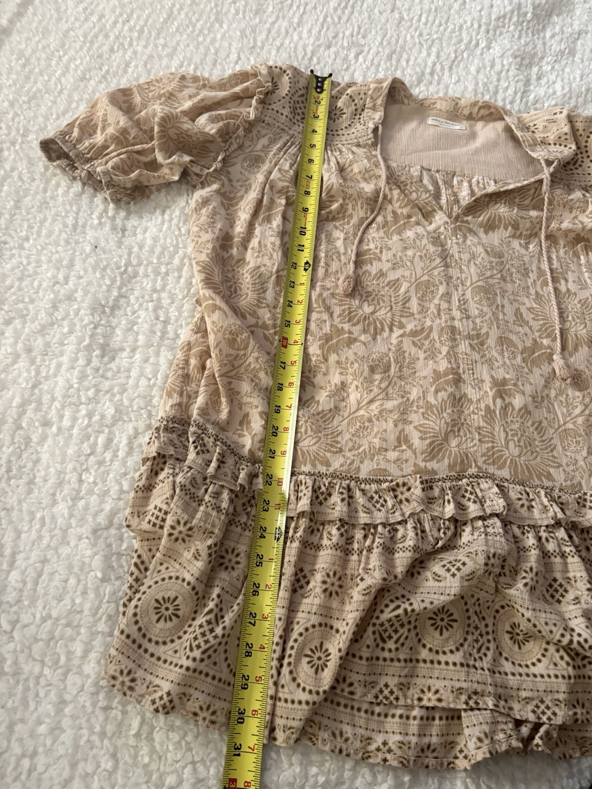 Spell & the Gypsy Collective XS Beige Lioness Floral Mini Ruffle Dress
