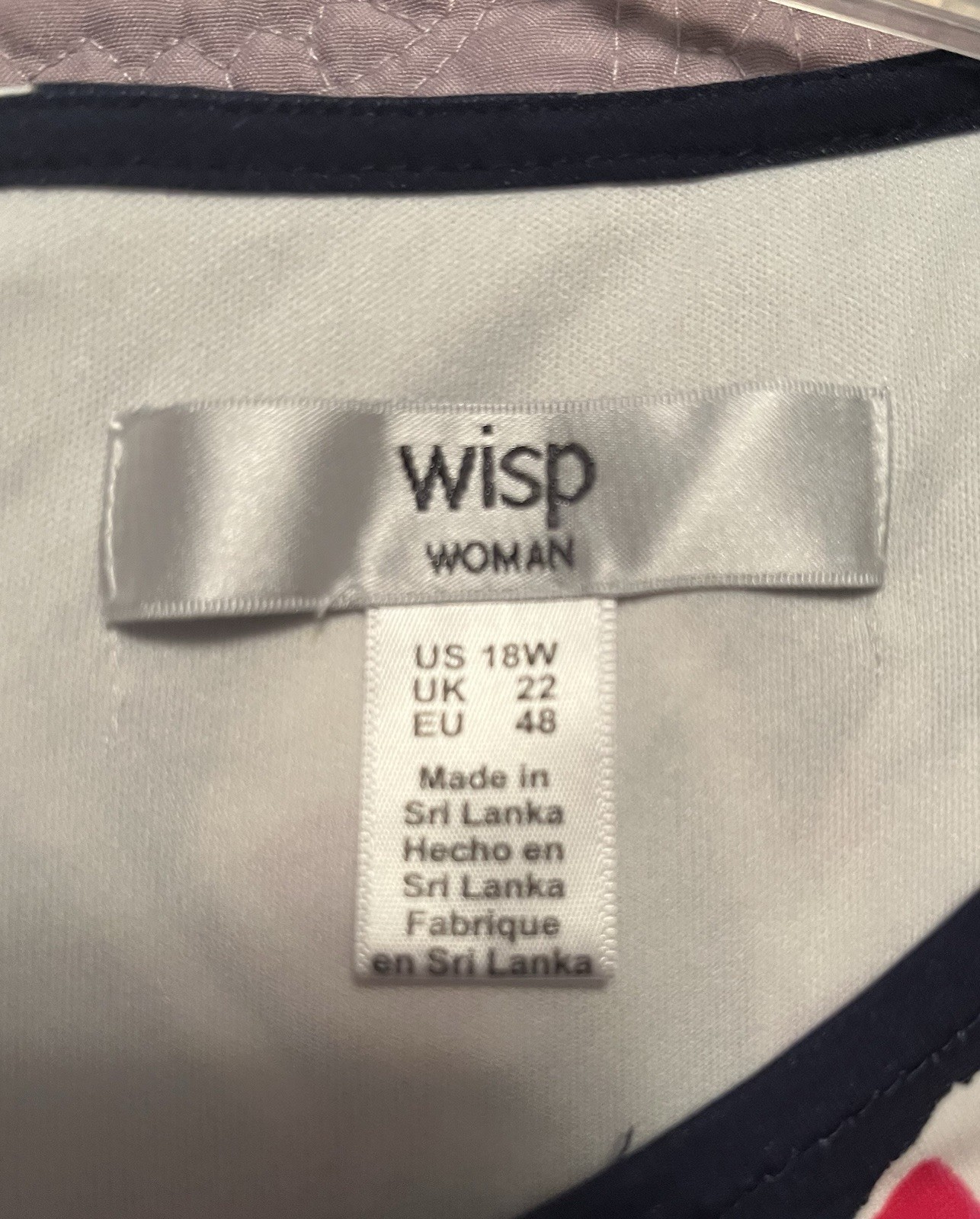 WISP Dress 18W Graphic Floral dk Navy White Pink Green Key-hole neck Cap Sleeves