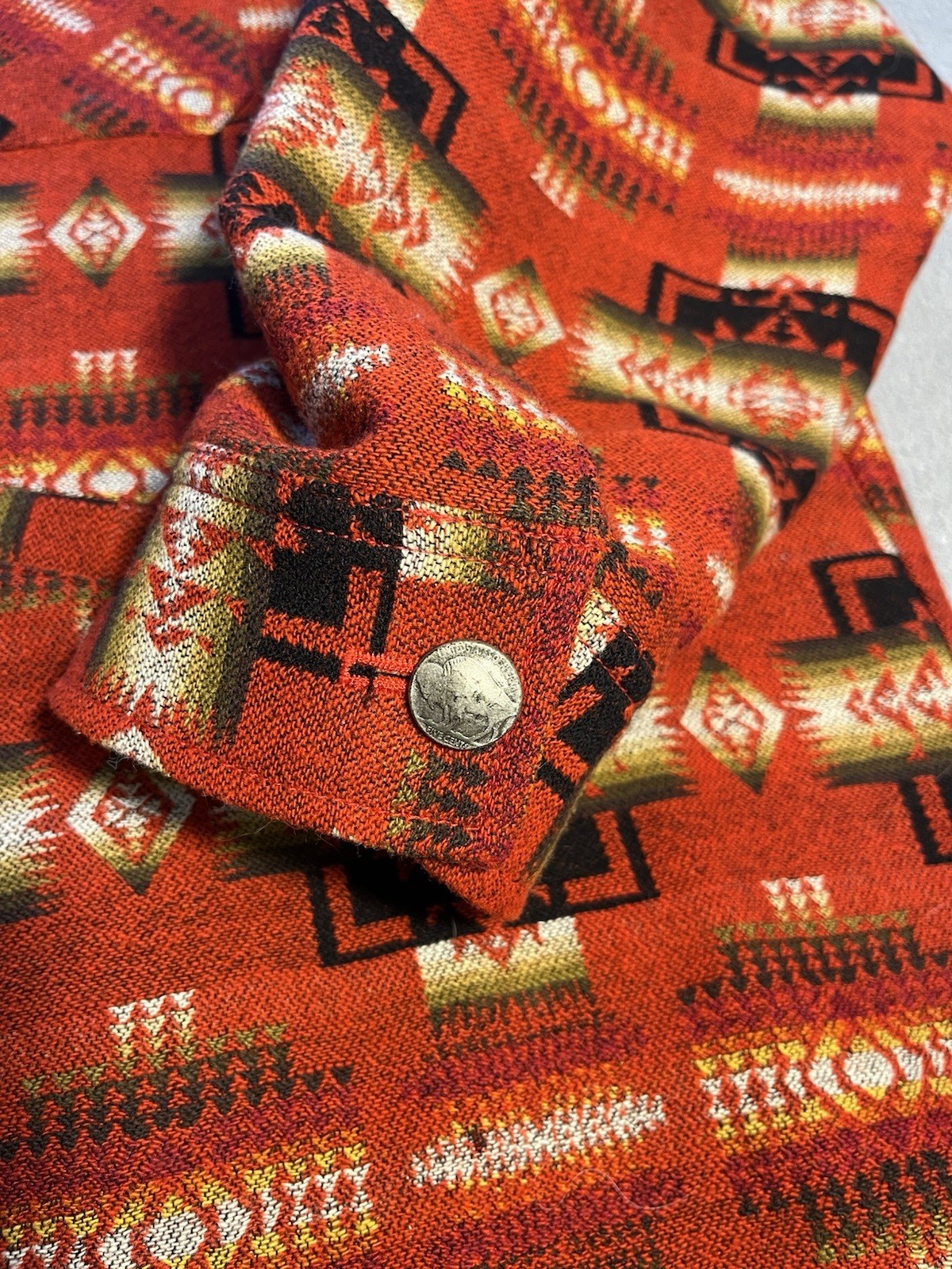 Pendleton Chief Joseph XXXL Wool Blend Button-Up Red Geometric Pockets