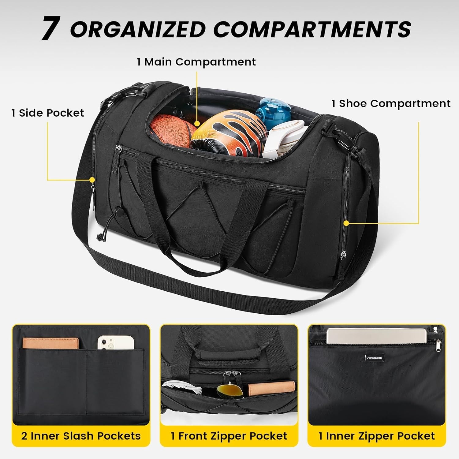 Gym Bag for Men – 21 Inches Duffle Bag for Travel Lightweight Duffel Bag with Sh