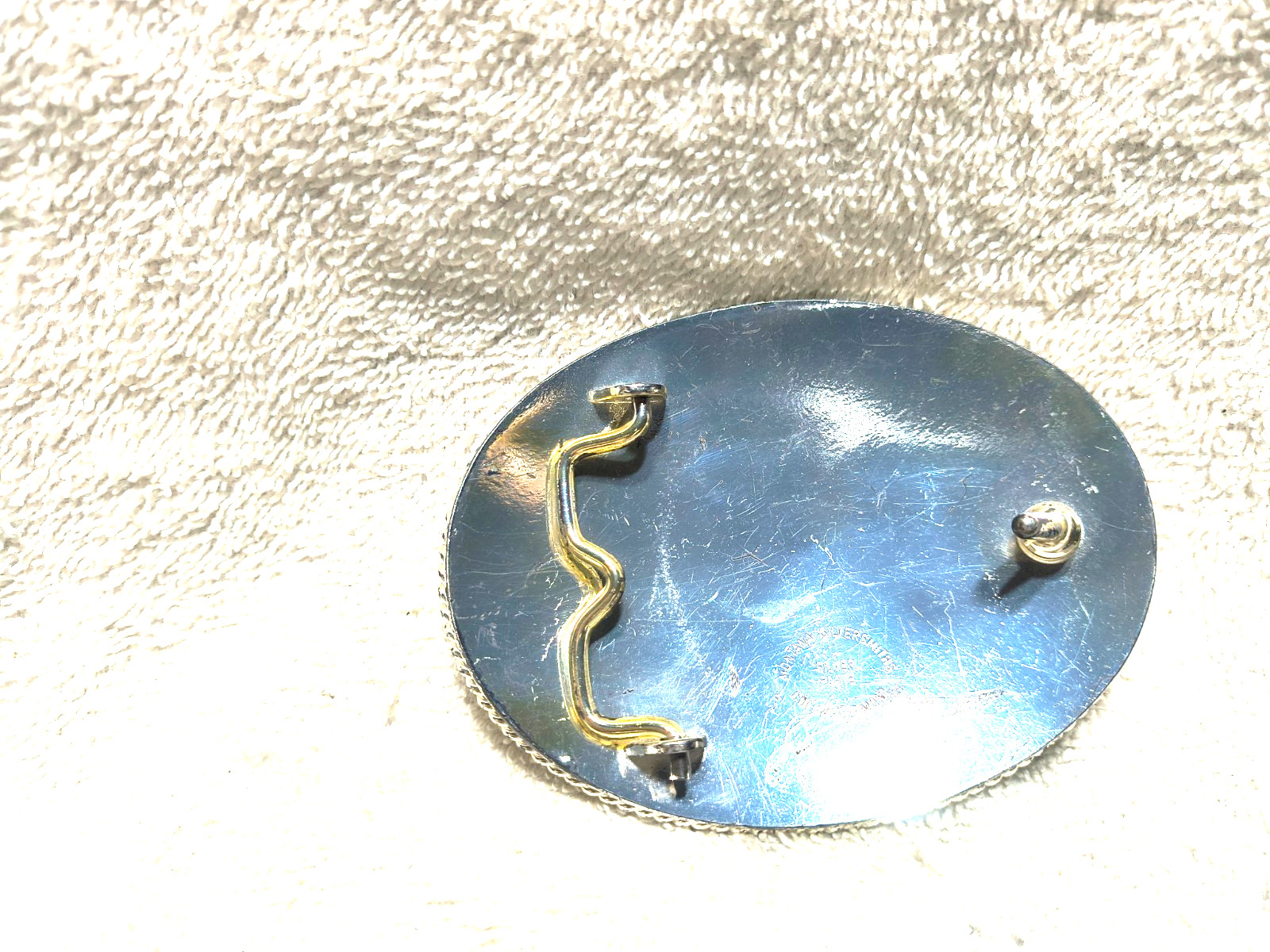 Montana Silversmiths Letter T Buckle Aztec Rope Edge Silver Gold Oval Vintage