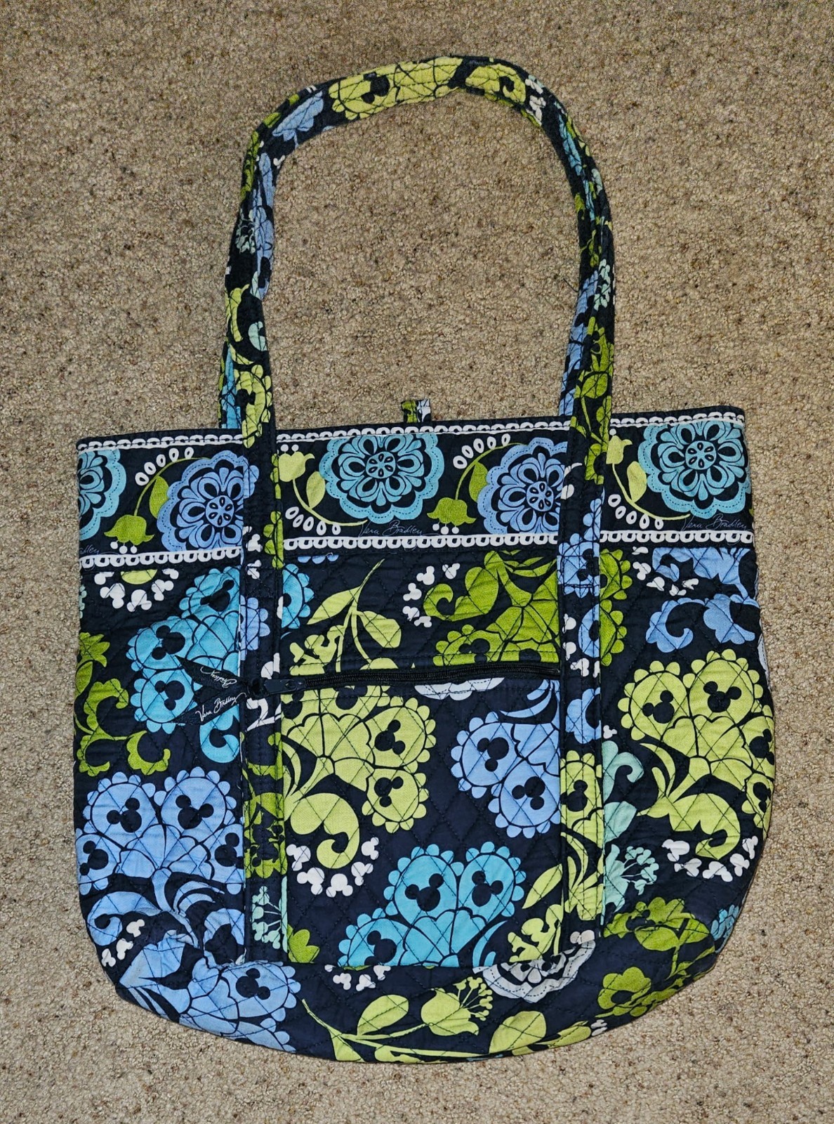 Disney Vera Bradley “Wheres Mickey” Large Tote Retired Blue Green Navy Teal