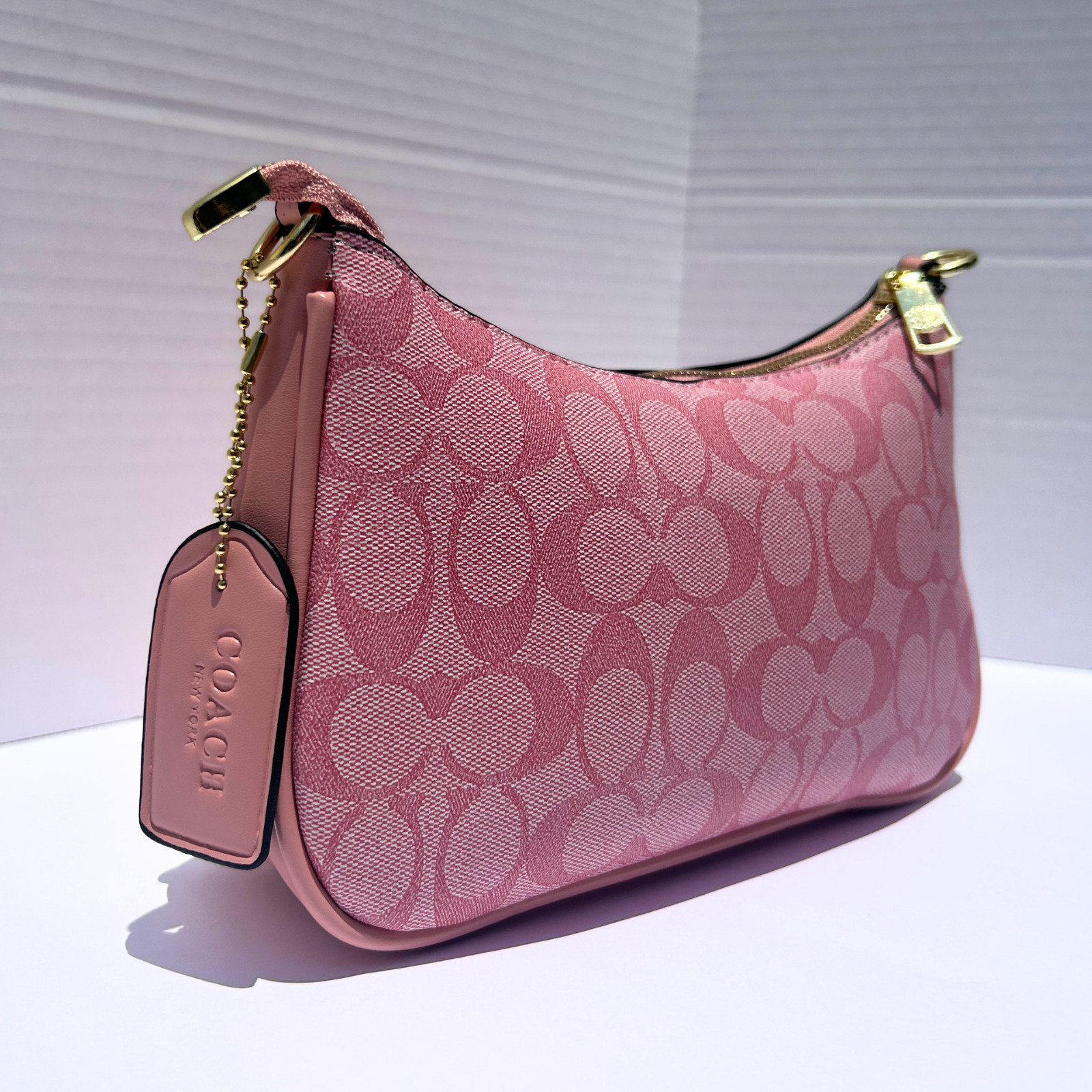 NEW COACH Teri Shoulder Bag In signature canvas/Gold/Powder Pink CAL51