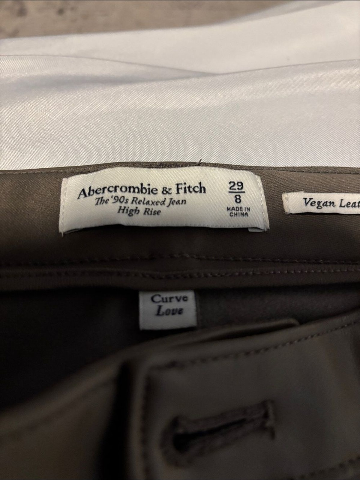 Abercrombie & Fitch Taupe 100% Vegan Leather Cargo Straight Leg Pants