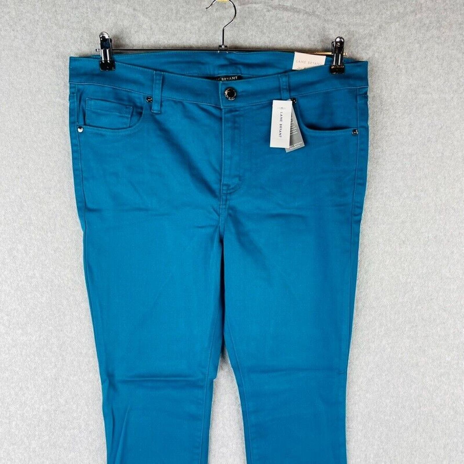 New Lane Bryant Womans Sz 24 Plus Jeans Straight Fit Sateen Skinny Blue NWT