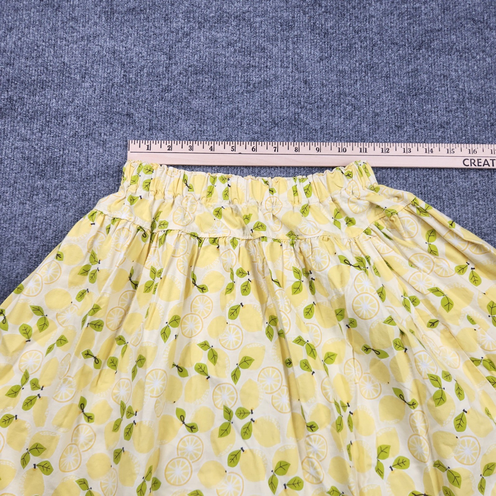 Josiekat’s Trunk Girls Yellow Lemon Citrus Print Elastic Waist Flared Skirt 12