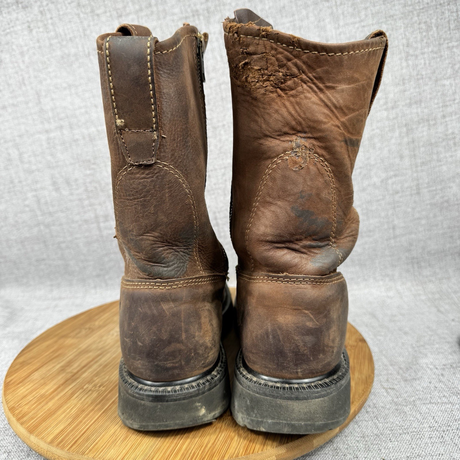 Wolverine Wellington Boots Mens 8 M Pull On Brown Leather Work Soft Toe W04727