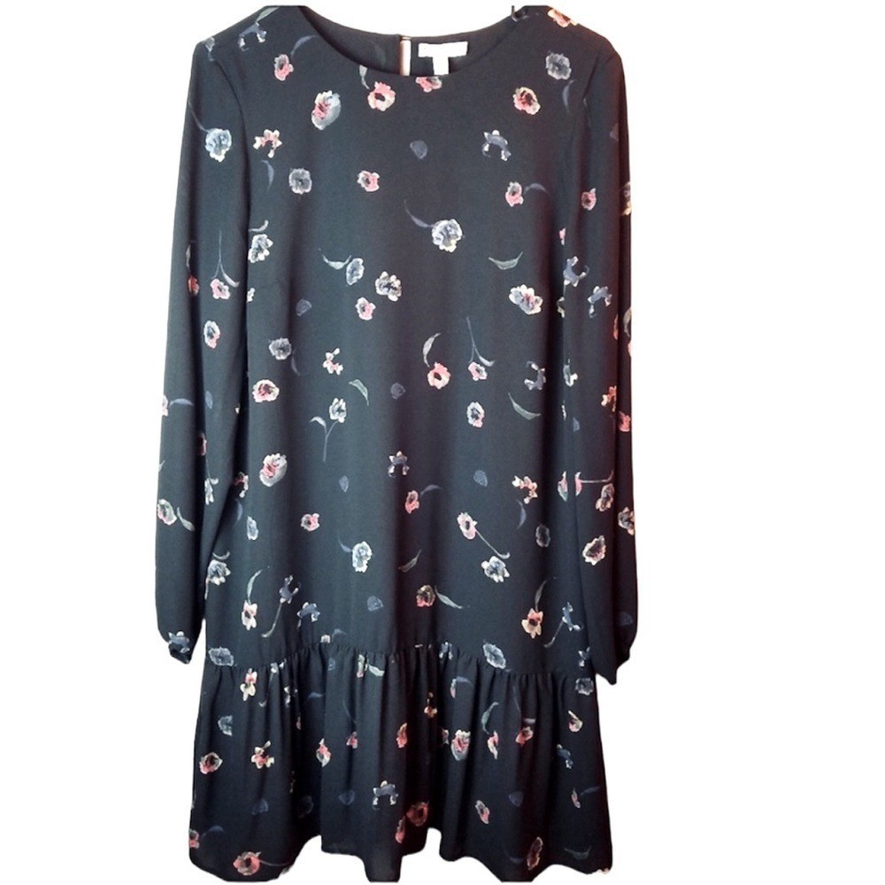 Lila Rose Floral Drop Waist Peplum Hem Dress Size 6
