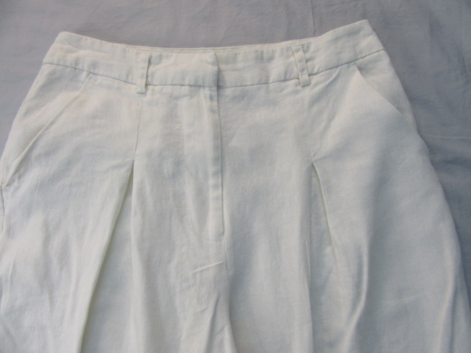 Netmeg – Size 8 Reg – Ivory Linen Blend Wide Leg Crop Trousers W28 L24