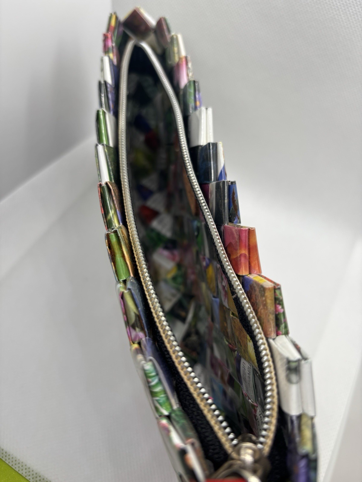 Nahui Ollin Woven Floral Wrapper Wristlet 10” Bag Clutch Purse Strap Multicolor