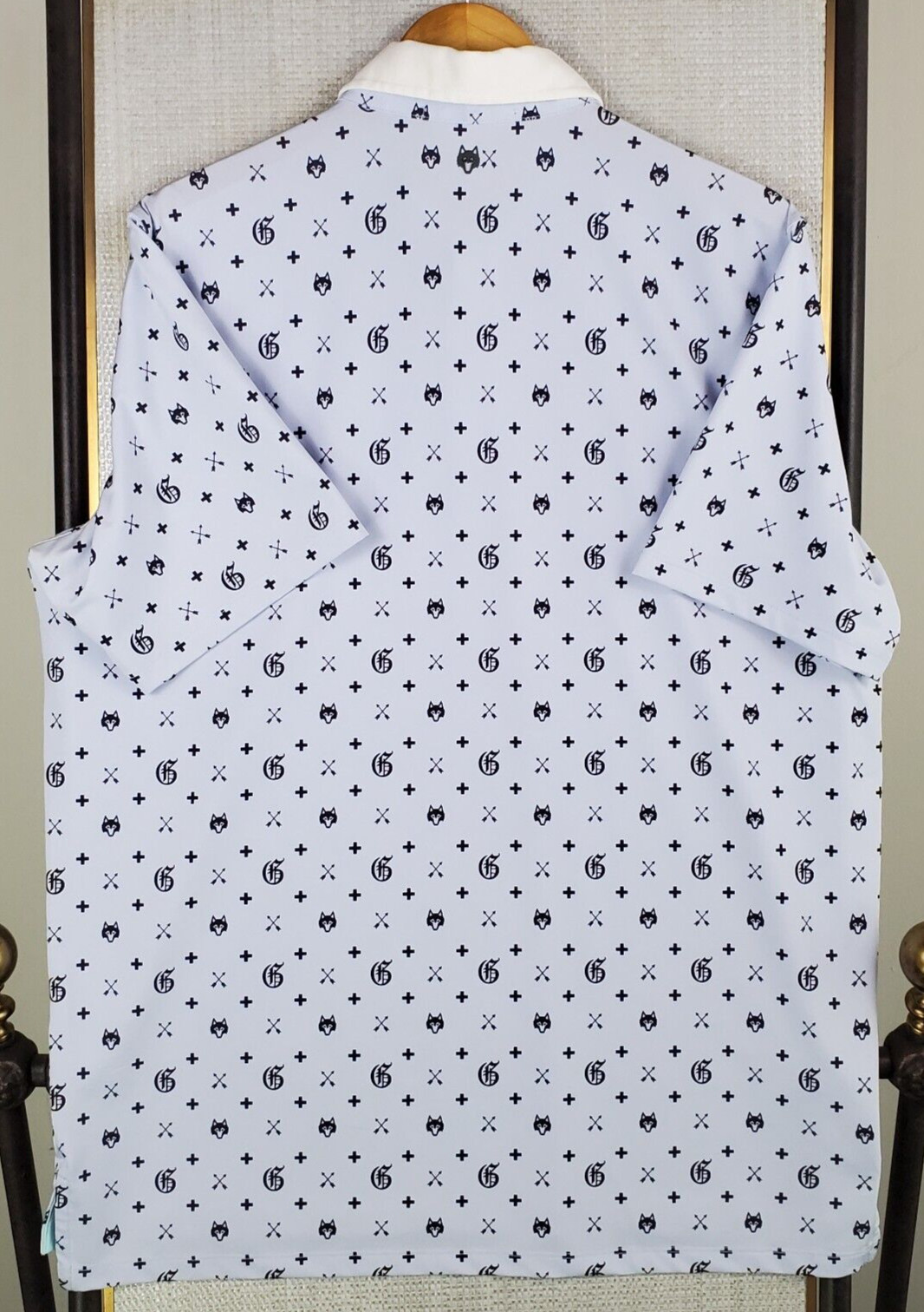 GREYSON Sz large Mens Cutaway Collar Polo Shirt Performance All Over Print Golf