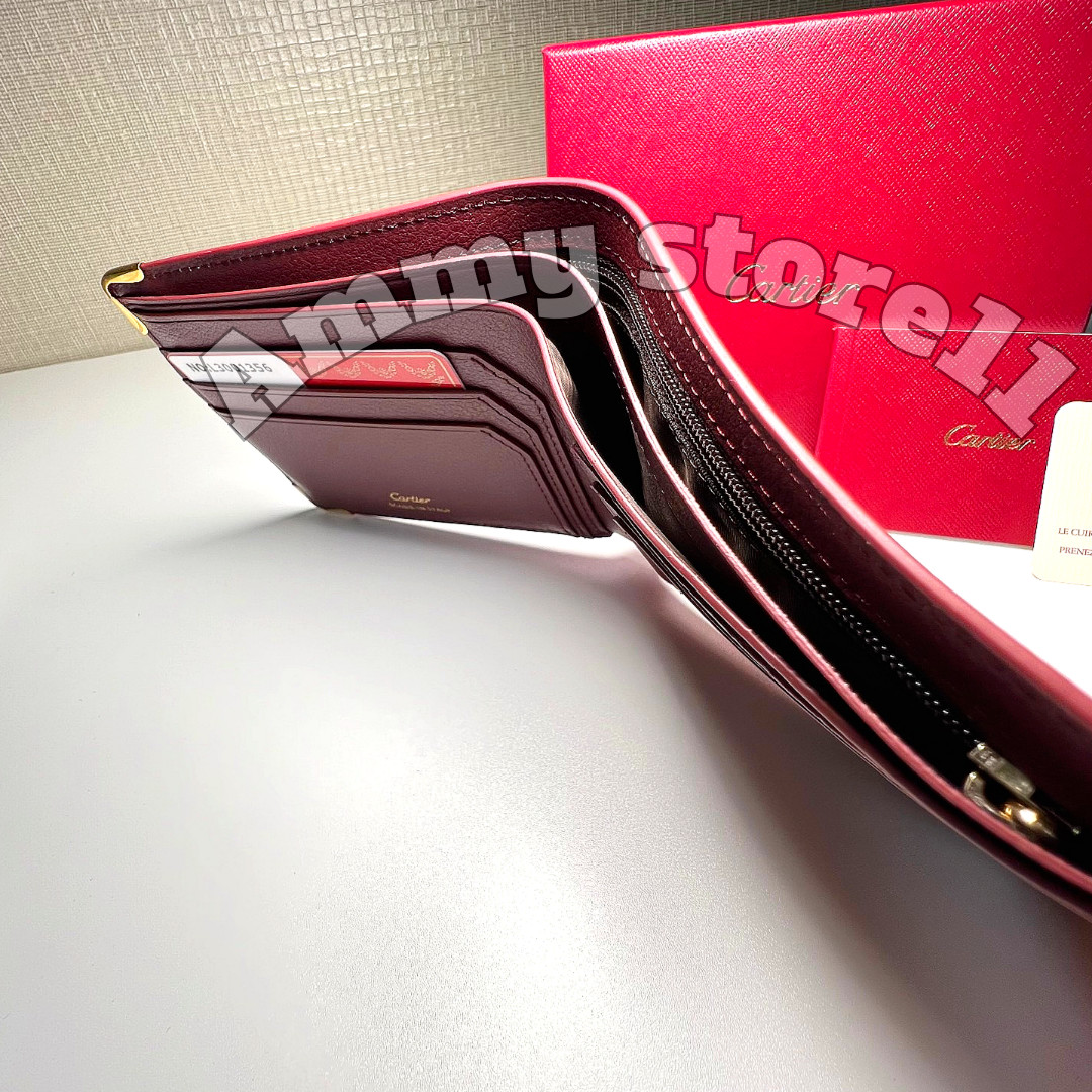 CARTIER Must De Cartier Burgundy Leather Bifold Wallet Vintage Rare