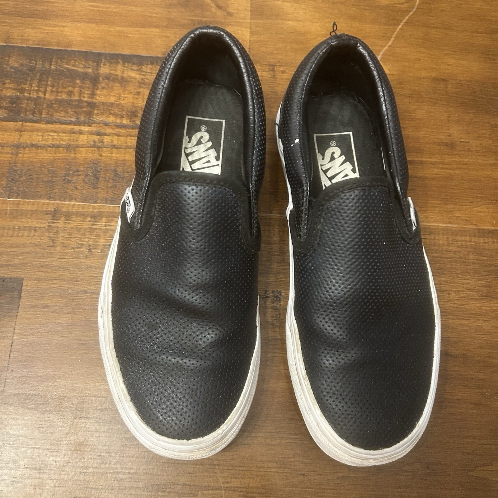 Vans Perf Leather Asher Slip On Skate Sneakers Shoes Mens 5 (W 3.5) Black 721278