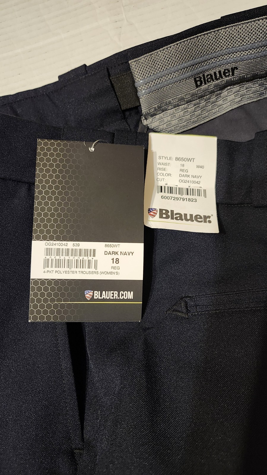 NWT Blauer Women’s 18 Dark Navy 4-Pocket Polyester Trousers Uniform Pants 8650
