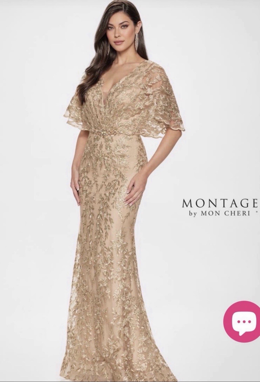 Mon Cheri Montage champagne Dress. Size 16