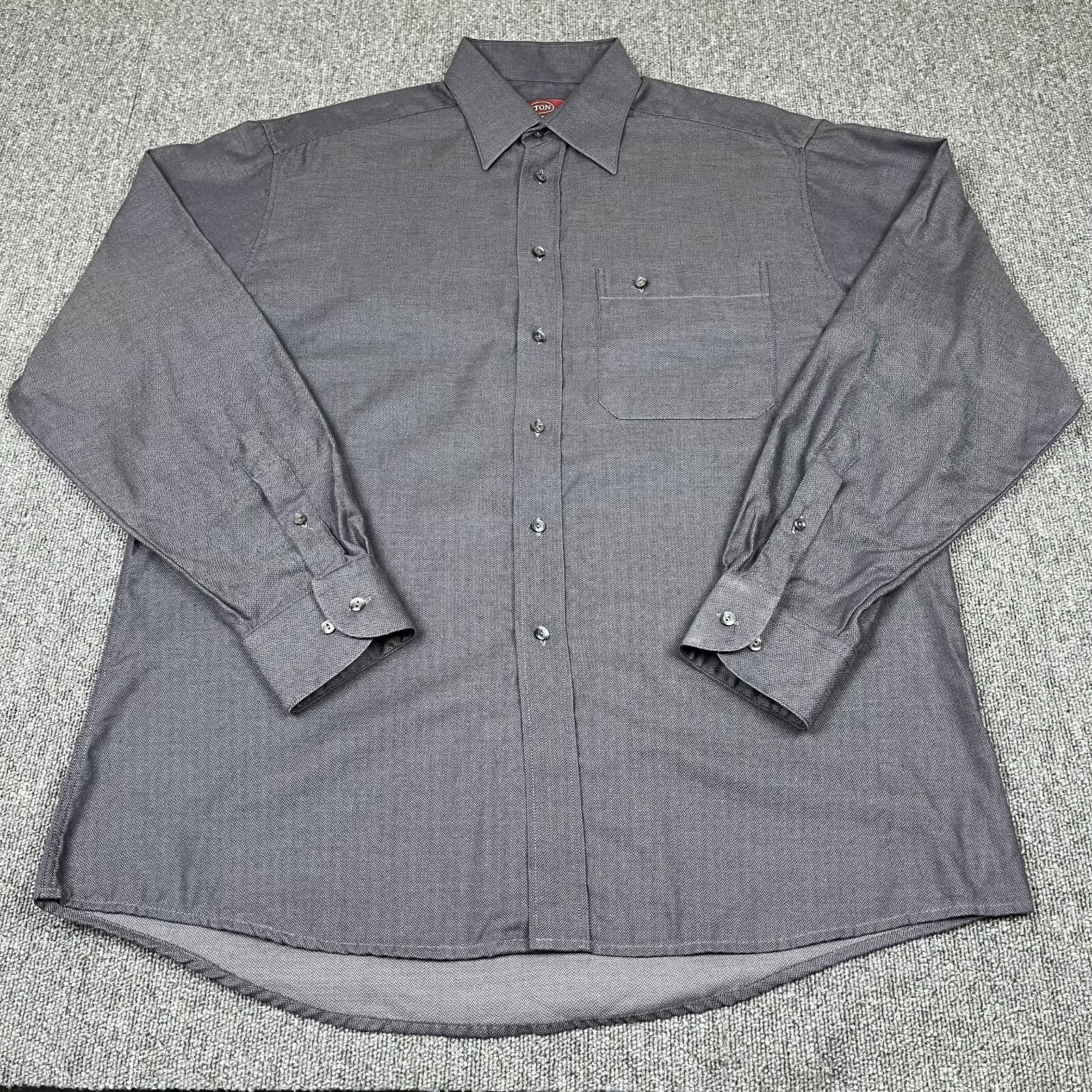 Eton Shirt Mens 16 Black Etastar Long Sleeve Barrel Cuff Pocket Smart Office