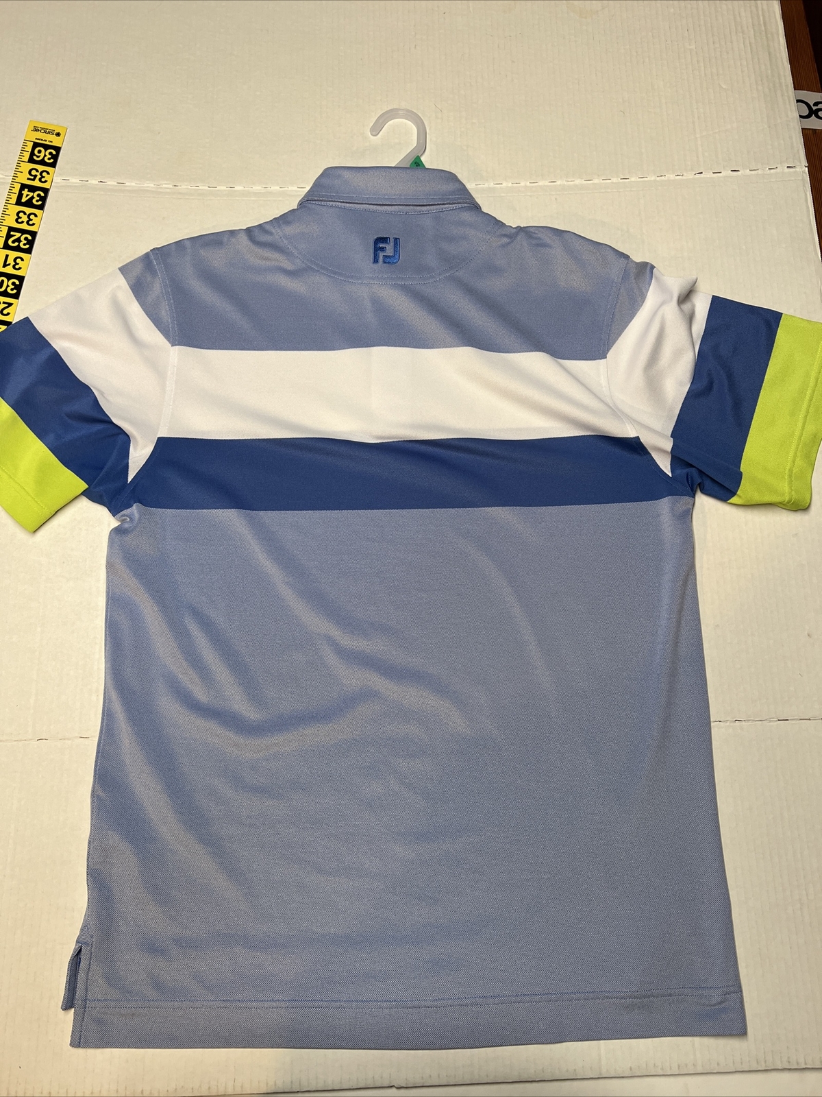 Footjoy Golf Polo Shirt Men’s Medium Striped Colorblock Greystone Course Preppy