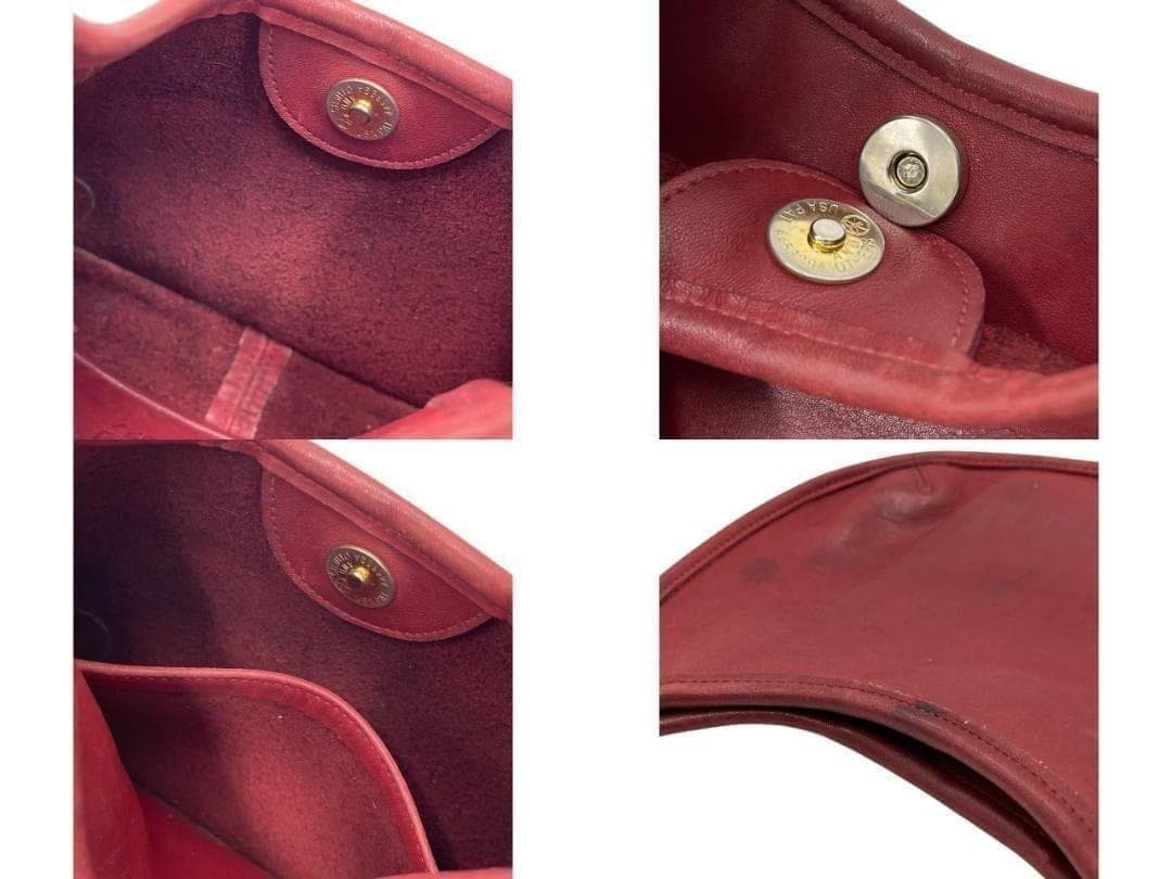 Coach Ergo Handbag Shoulder Bag 9027 Leather Red Vintage Authentic Used Japan