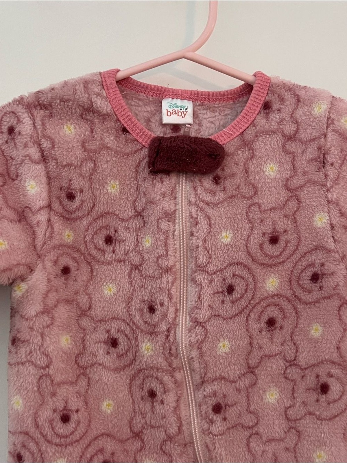 Disney Baby Teddy Bear Fleece Footed Sleeper Pink 6-9 Months Zip Up Pajamas