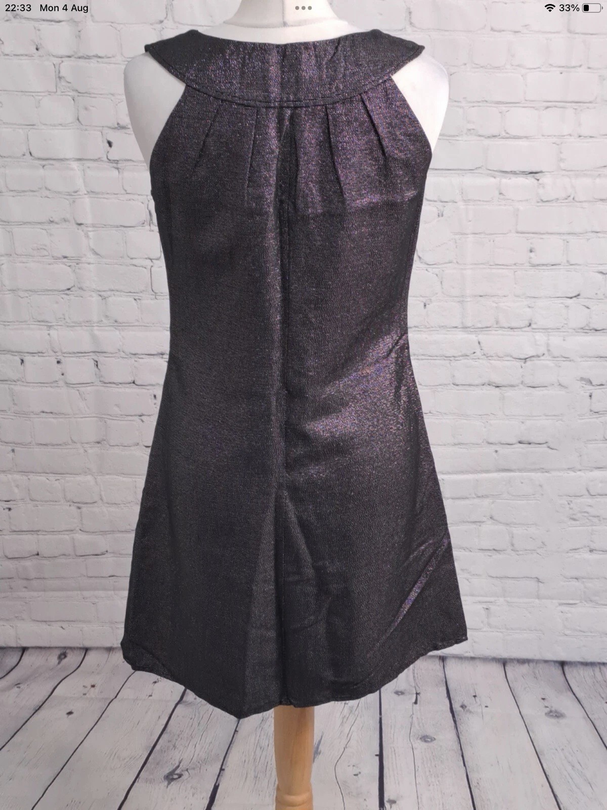 Warehouse Spotlight Dress Women’s Size 10 Black Silver Embroidered Lined