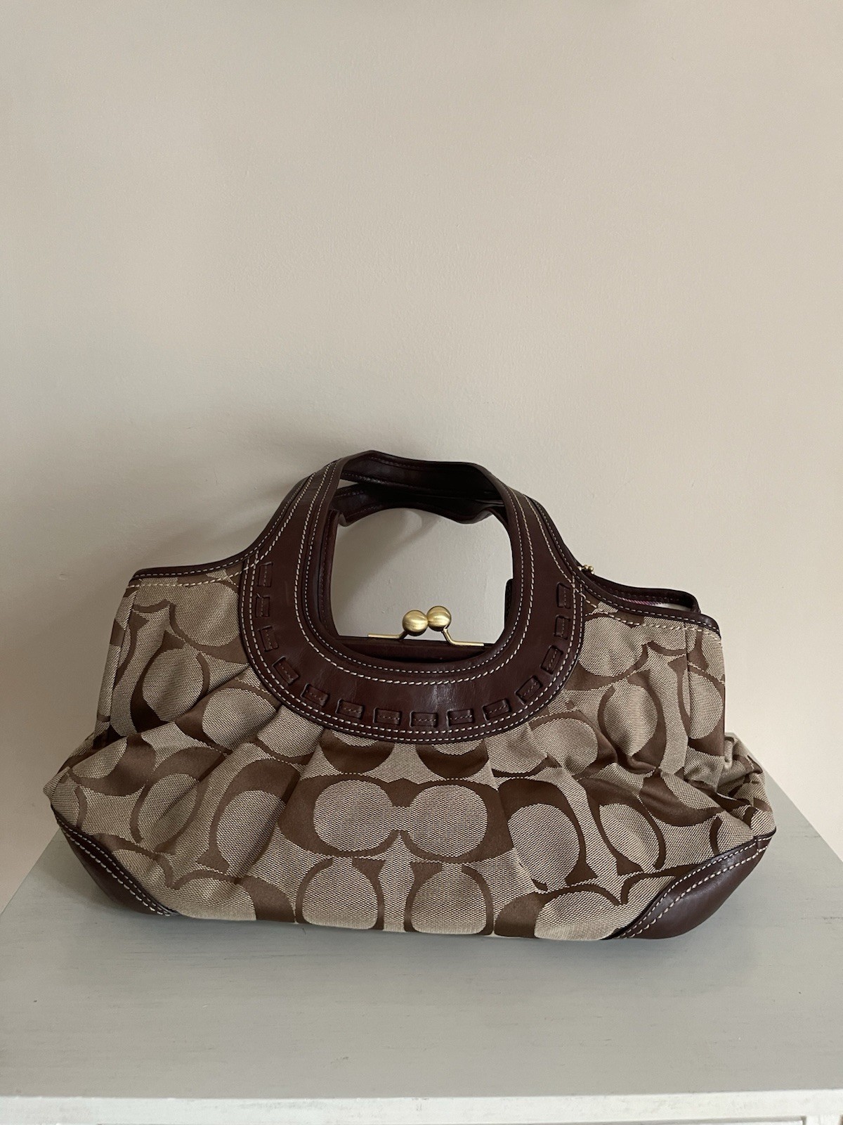 Vintage Coach Brown Signature Canvas Ergo Shoulder Bag