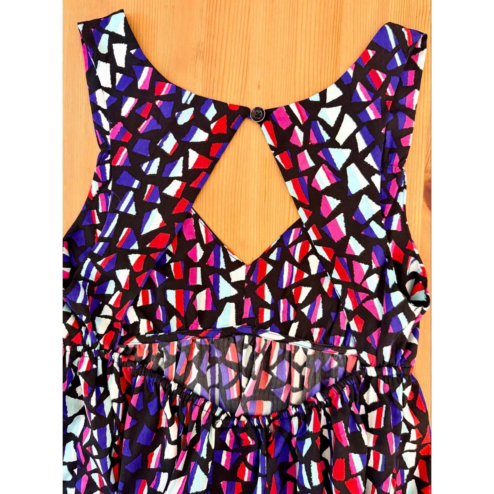 Roxy Love Seeker Dress Large Geometric Print Open Back Fit & Flare Mini Dress