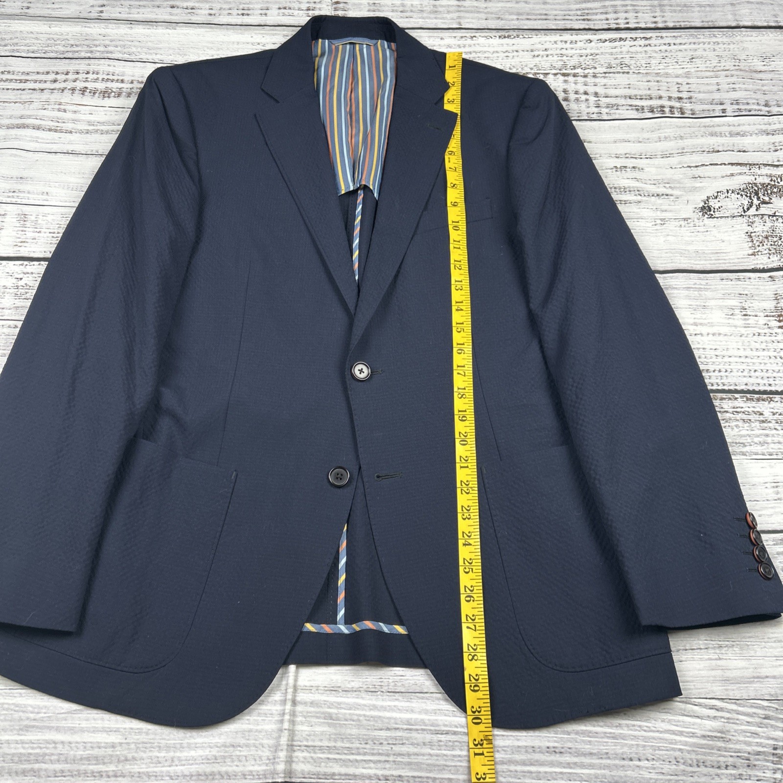 Ibiza Carini Unstructured Patch Pocket Sport Coat Dark Blue Size 40R Textured