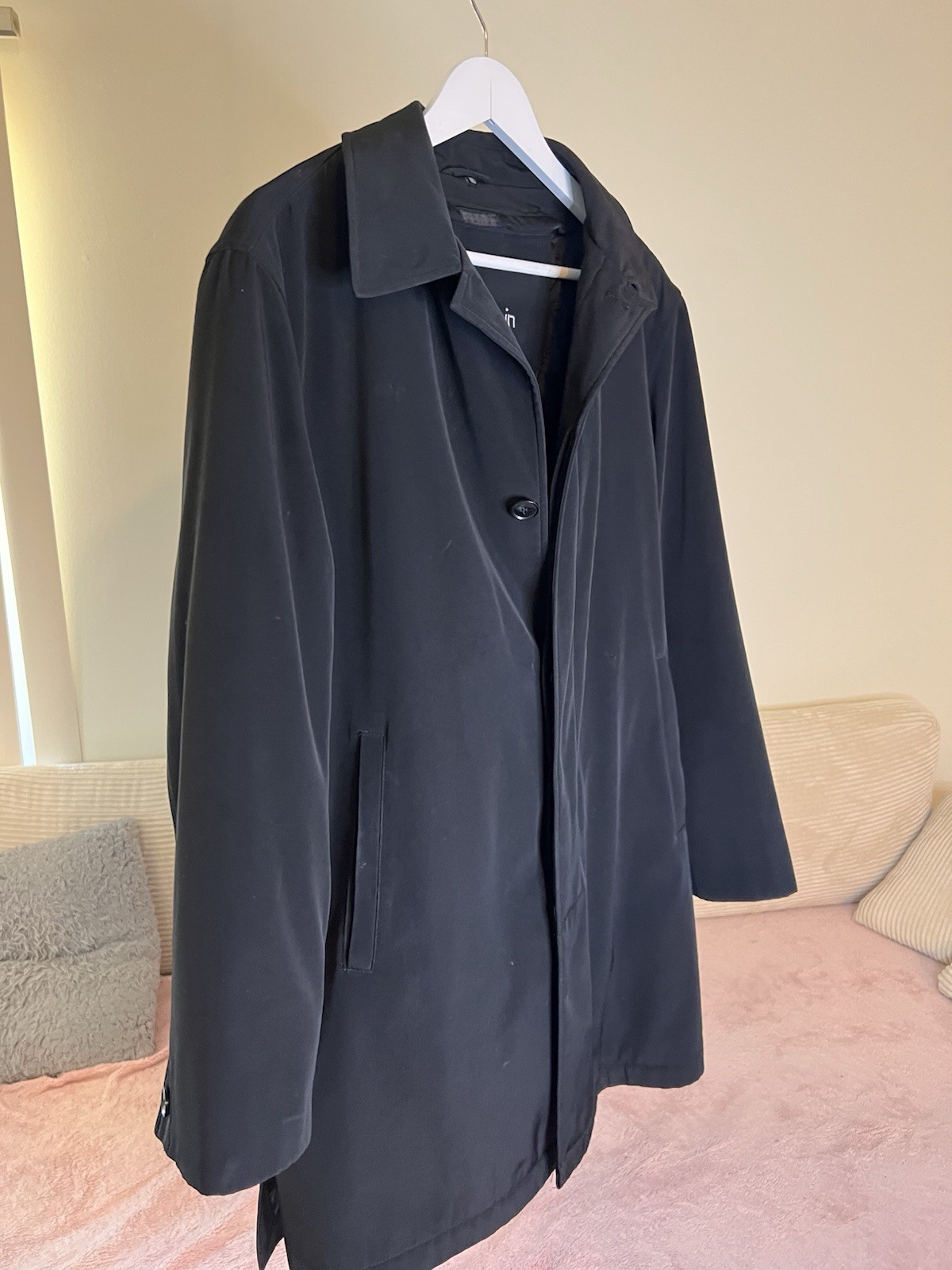 Calvin Klein Men’s 40S Black Trench/Over Coat Removable Liner