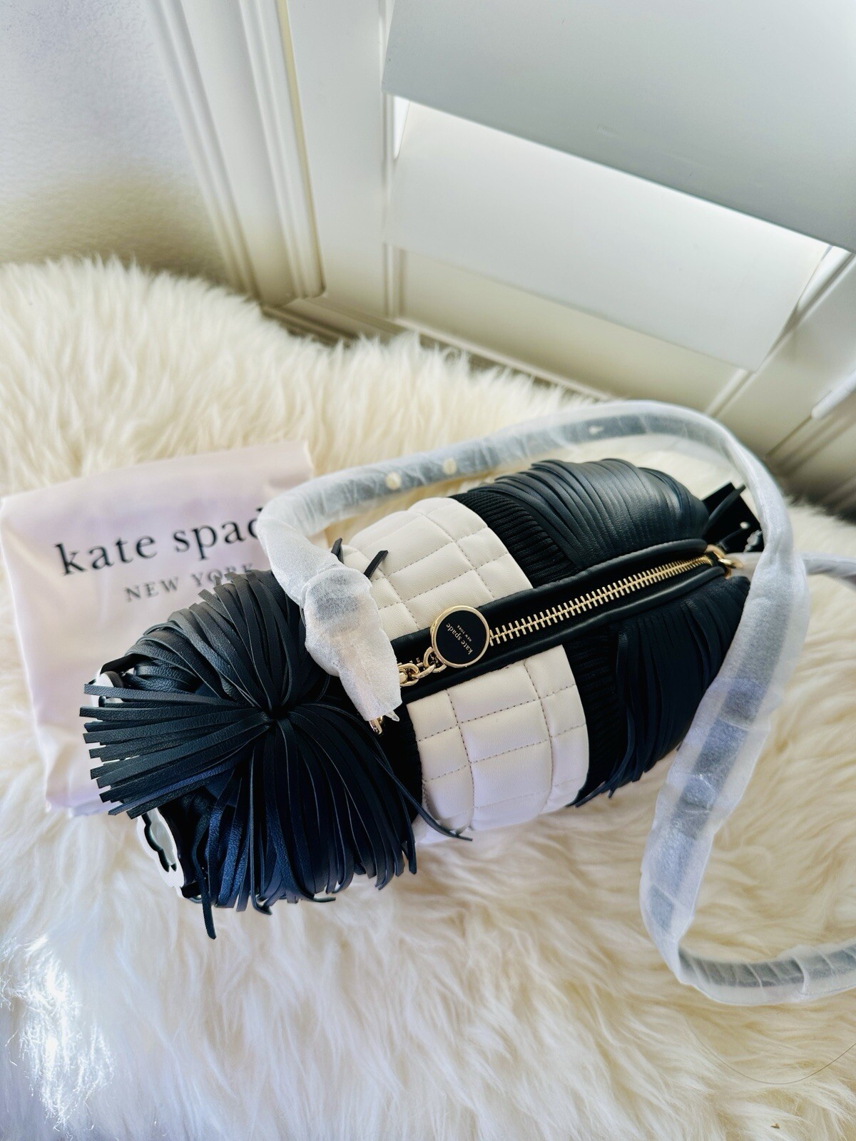NWT AUTH $598 Kate Spade New York Shaggy Fringed 3d Dog Crossbody Bag In Multi