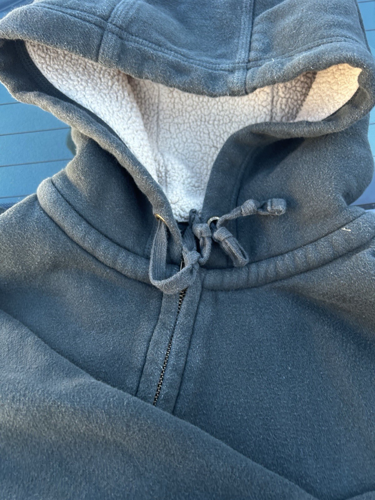Eddie Bauer Sherpa Lined Full Zip Hoodie Mens Large Green Fleece Sweatshirt