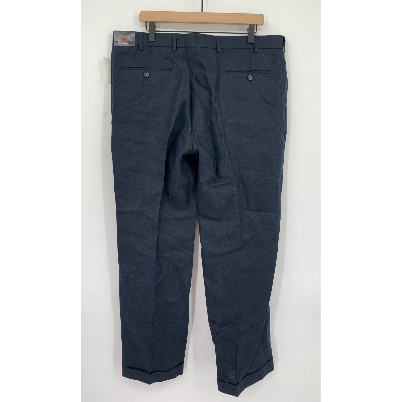 Brooks Brothers Pants 40×30 Blue Baird Mcnutt Linen Madison Pleated Cuff NEW